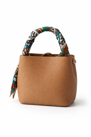 Bellami Structured Bucket Bag with Silk Scarf – Multiple Colors