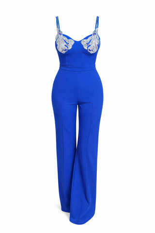Ninel Elegant Jumpsuit with Rhinestones Roses