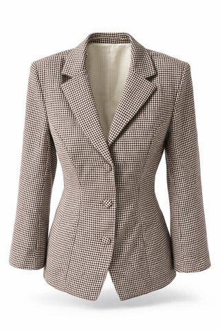 Becky Gingham Tailored Blazer with Adjustable Back Bow