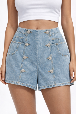 Kali Ultra High-Waisted Denim Shorts