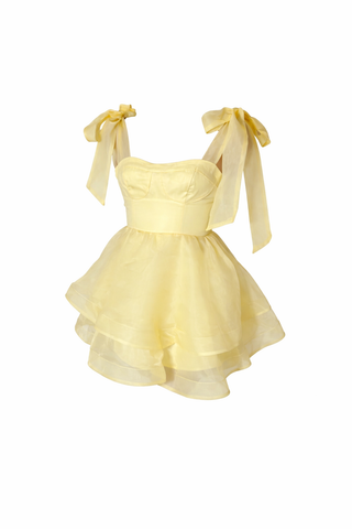 Ariana Yellow Vintage Dress Coquette Statement Mini Dress Sexy