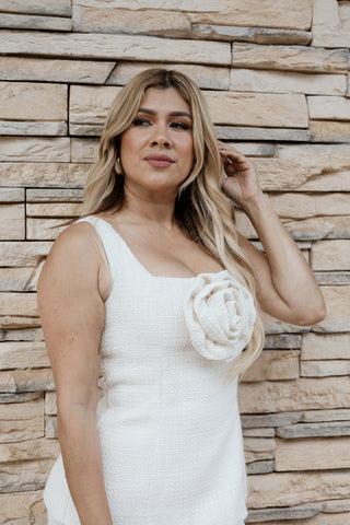 Nayeli Two Piece Set Skirt + Vest Ivory Tweed