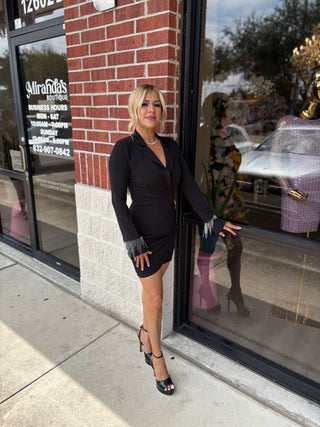 Stella Blazer Mini Dress with Rhinestones Details Stretchy Sexy