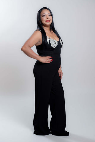 Celina Elegant Jumpsuit with Rhinestones Roses