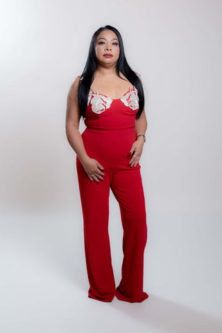 Celina Elegant Jumpsuit with Rhinestones Roses