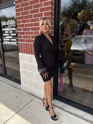 Stella Blazer Mini Dress with Rhinestones Details Stretchy Sexy