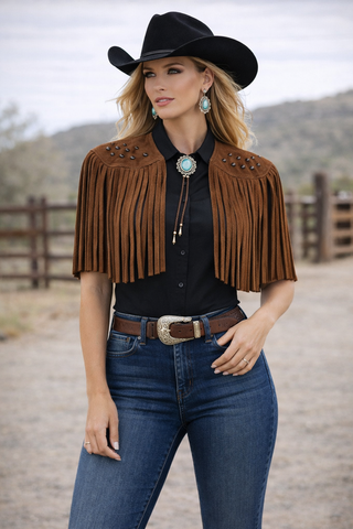 Sheryl Chal Short Vest Brown - Howdyland