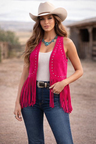 Mirabehn Fringes Vest Fuchsia - Howdyland