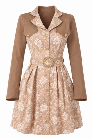 Mila Floral Long Sleeve Dress with Belt