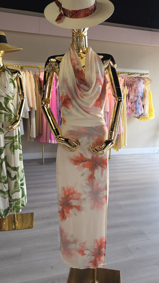Positano Floral Halter Maxi Dress