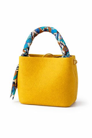 Bellami Structured Bucket Bag with Silk Scarf – Multiple Colors