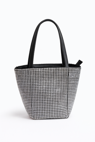 Loli Rhinestone Bucket Bag – Sparkly Mini Handbag with Top Handles & Crossbody Strap