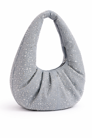 Sonny Denim Shoulder Bag with Rhinestones – Detachable Strap