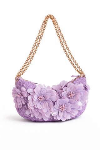 Kimberly Handcrafted Floral Shoulder Bag – Beaded Embroidered Mini Purse with Adjustable Chain