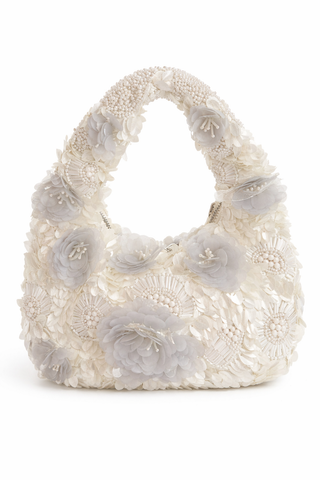 Lenny Handmade Floral Beaded Bag – Ivory