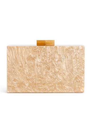Alice Rigid Marble Clutch Bag – Brown
