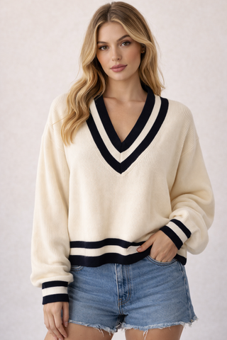 Anna Relaxed Fit V-Neck Sweater
