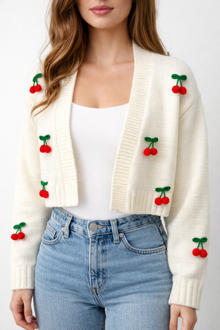 Susan Crop Cherry Cardigan