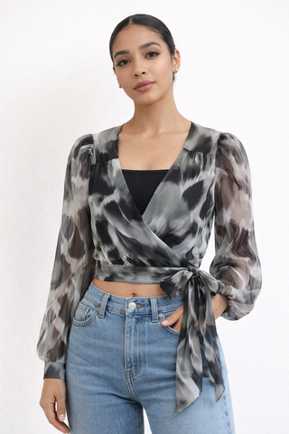 Sakura Sheer Wrap Blouse