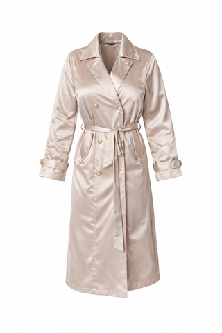 Gracie Beige Silky Lightweight Coat Elegant Classy