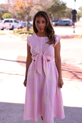 Marianne Pink Embroidered Spring Dress
