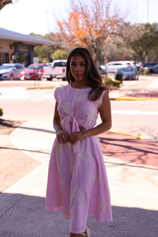 Marianne Pink Embroidered Spring Dress