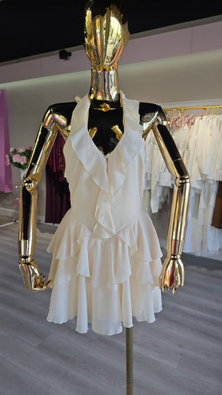 Isabella Ivory Ruffle Halter Romper