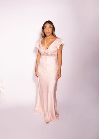 Celine Pink Satin Dress Delicate Elegant