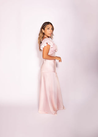 Celine Pink Satin Dress Delicate Elegant