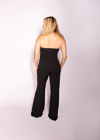 Marilyn Black Strapless Jumpsuit Sexy Elegant