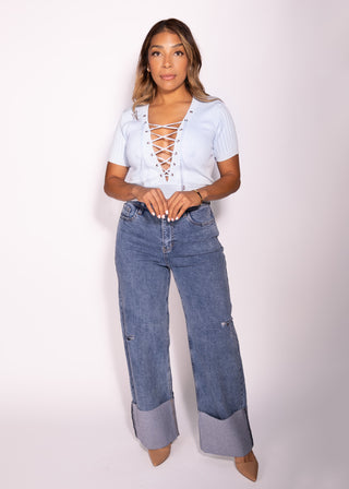 Noelia Sexy T-Shirt Light Blue Stretchy One Size