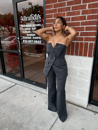Janet Two Piece Set Elegant Sexy Classy Pants and Strapless Blazer