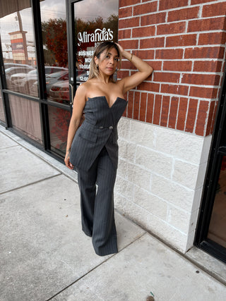 Janet Two Piece Set Elegant Sexy Classy Pants and Strapless Blazer