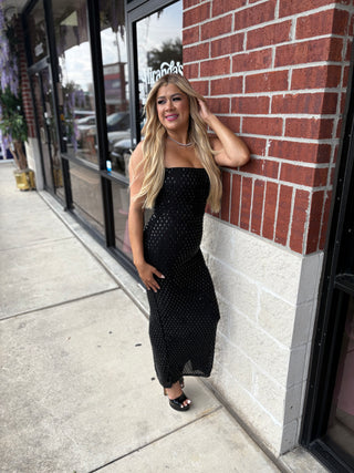 Barbie Dress with Rhinestones - Strapless long dress