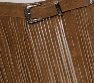 Nina Long Fringes Skirt Brown - Howdyland