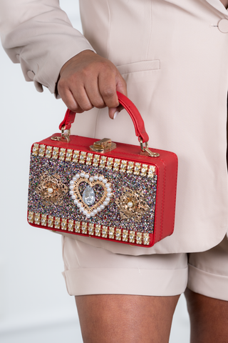 Bright Heart Bag with Rhinestones