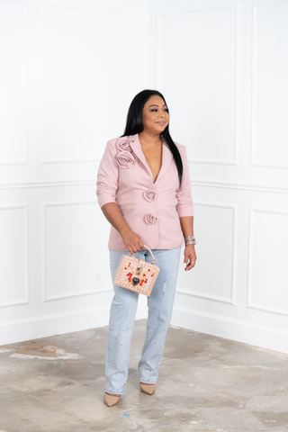 Natalie Roses Blazer - Blush Pink