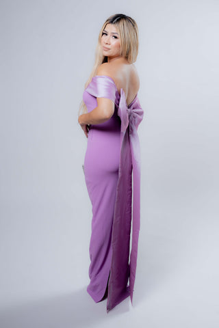 Francesca Purple Long Dress With Bow On The Back