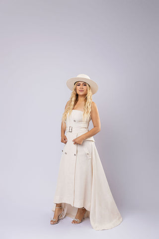 Brooke Linen Dress Belted Maxi Dress Elegant Classy